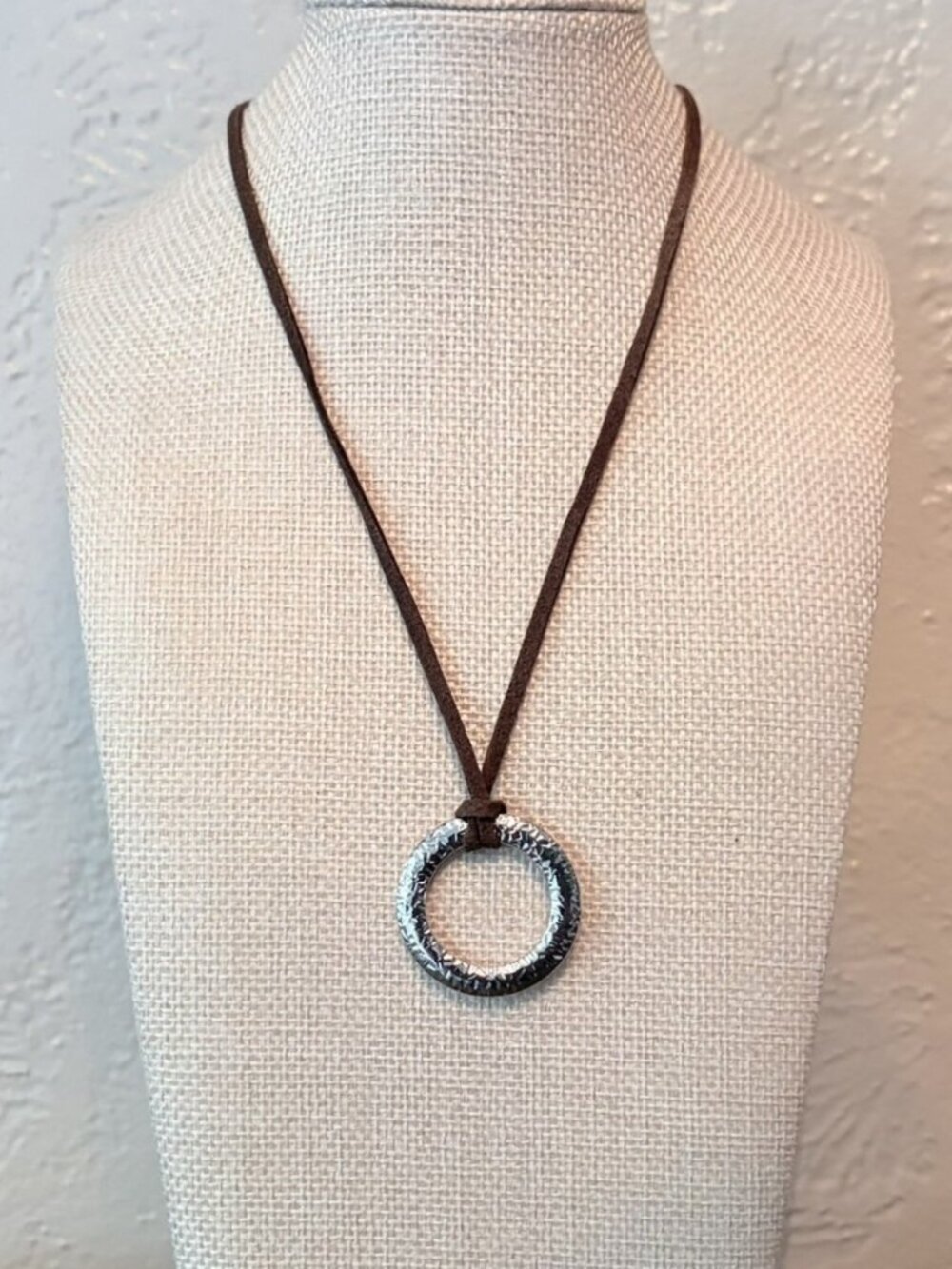 Gabriel & Co Sterling Silver Omega Pendant Adjustable Leather Cord Necklace NWT